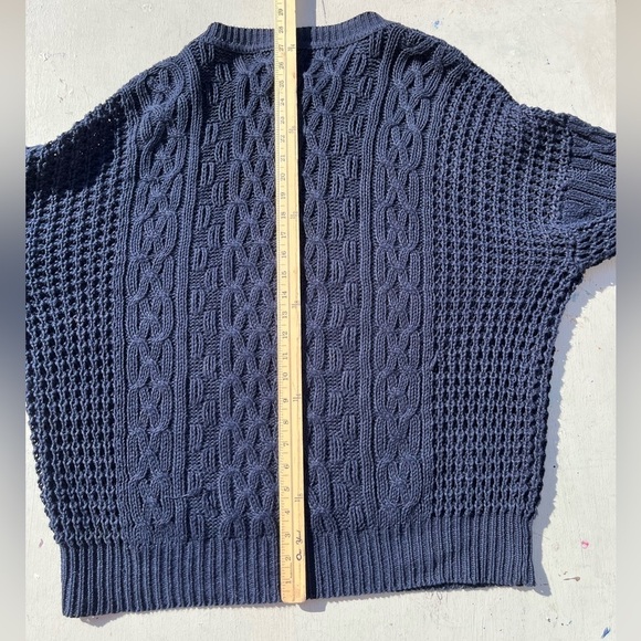 Men's Vintage Structure Sweater Navy Blue Cable Knit XL Defunct 90s Y2K Preppy - Picture 13 of 14